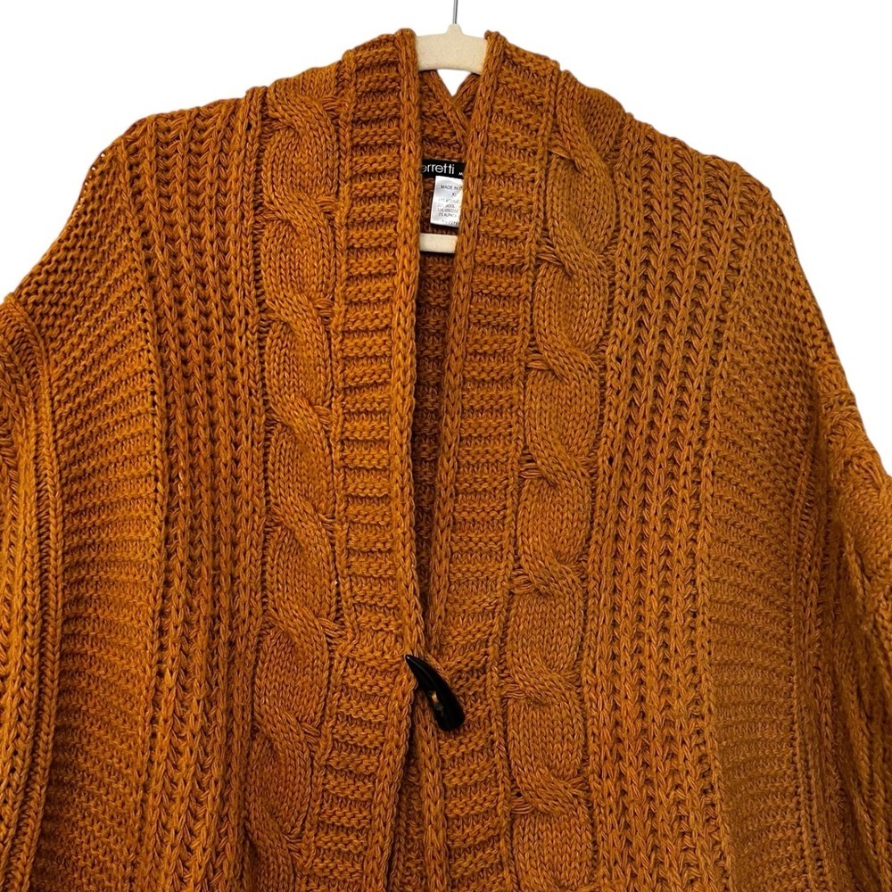 Berretti Made in Italy Wool Blend Chunky Cable Knit Shrug Rust Brown XL Cozy - Picture 2 of 4